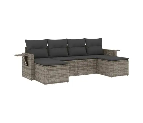 6-Daļīgs Dārza Dīvāna Komplekts Ar Matračiem, Pelēks Pe Pinums Vidaxl