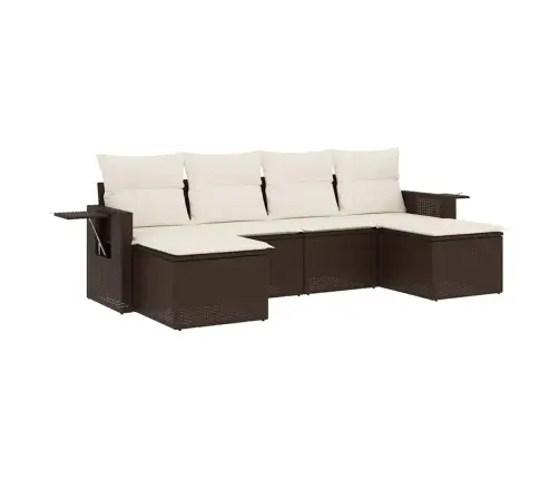 6-Daļīgs Dārza Dīvānu Komplekts, Matrači, Brūna Pe Rotangpalma Vidaxl