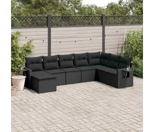 8-Daļīgs Dārza Dīvāna Komplekts, Matrači, Melna Pe Rotangpalma Vidaxl