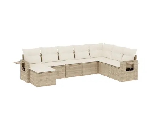 8-Daļīgs Dārza Dīvāna Komplekts, Matrači, Bēša Pe Rotangpalma Vidaxl