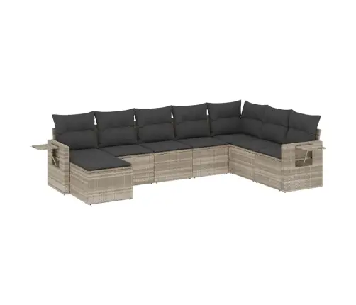 Sodo Komplektas Su Pagalvėlėmis, 8 Dalių, Pilkas, Poliratanas