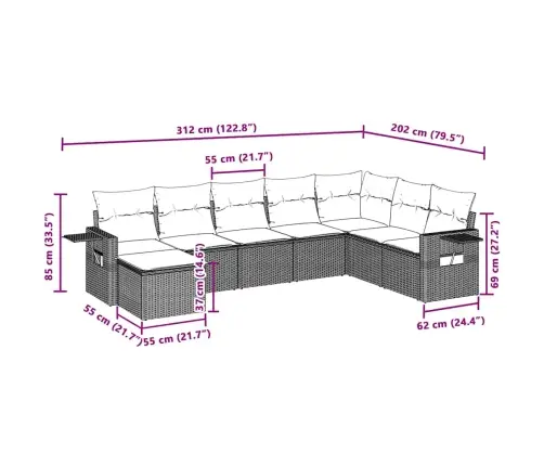 Sodo Komplektas Su Pagalvėlėmis, 8 Dalių, Pilkas, Poliratanas