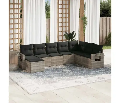 Sodo Komplektas Su Pagalvėlėmis, 8 Dalių, Pilkas, Poliratanas