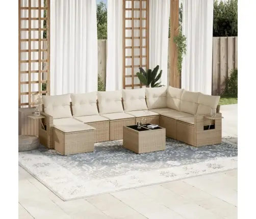 9-Daļīgs Dārza Dīvānu Komplekts, Matrači, Bēša Pe Rotangpalma Vidaxl 9-Daļīgs Dārza Dīvānu Komplekts, Matrači, Bēša Pe Rotangpalma Vidaxl