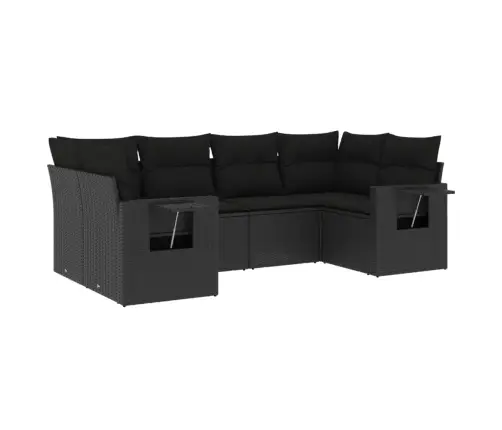 6-Daļīgs Dārza Dīvāna Komplekts, Matrači, Melna Pe Rotanpalma Vidaxl