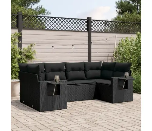 6-Daļīgs Dārza Dīvāna Komplekts, Matrači, Melna Pe Rotanpalma Vidaxl