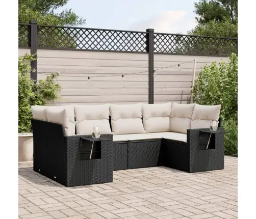 6-Daļīgs Dārza Dīvāna Komplekts, Matrači, Melna Pe Rotanpalma Vidaxl