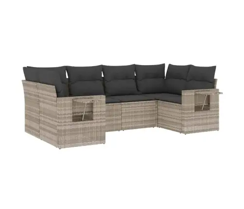 Sofos Komplektas Su Pagalvėlėmis, 6 Dalių, Pilkas, Poliratanas