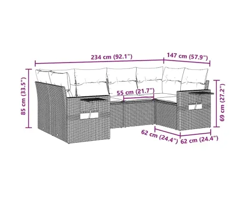 Sofos Komplektas Su Pagalvėlėmis, 6 Dalių, Pilkas, Poliratanas