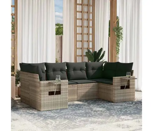 Sofos Komplektas Su Pagalvėlėmis, 6 Dalių, Pilkas, Poliratanas