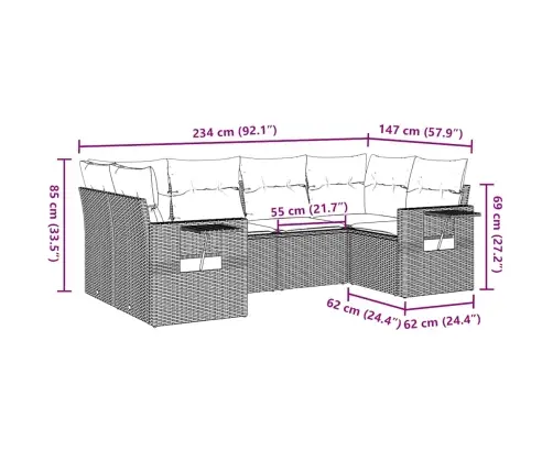 6-Daļīgs Dārza Dīvānu Komplekts, Matrači, Brūna Pe Rotangpalma Vidaxl