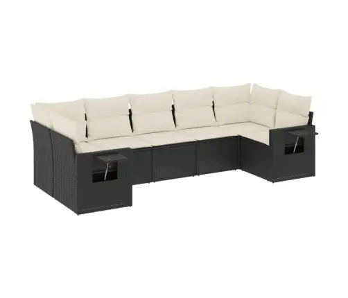 7-Daļīgs Dārza Dīvāna Komplekts Ar Matračiem, Melna Pe Vidaxl