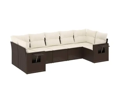 Sofos Komplektas Su Pagalvėlėmis, 7 Dalių, Rudas, Poliratanas Sofos Komplektas Su Pagalvėlėmis, 7 Dalių, Rudas, Poliratanas