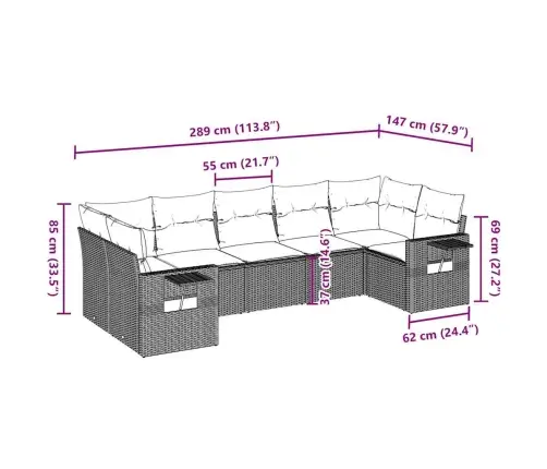 Sofos Komplektas Su Pagalvėlėmis, 7 Dalių, Rudas, Poliratanas Sofos Komplektas Su Pagalvėlėmis, 7 Dalių, Rudas, Poliratanas