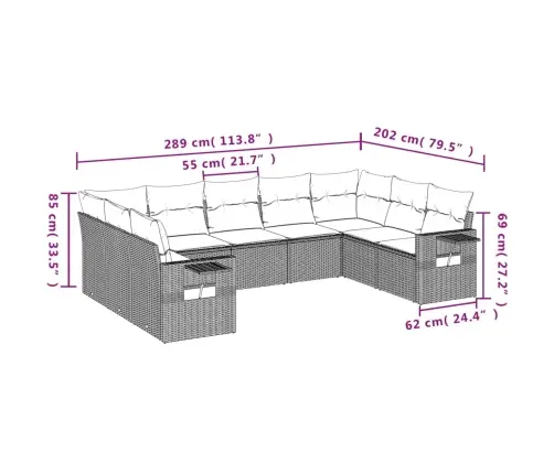 9-Daļīgs Dārza Dīvāna Komplekts, Matrači, Melna Pe Rotangpalma Vidaxl