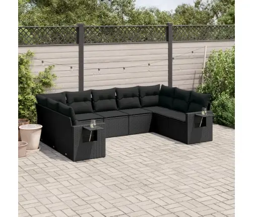 9-Daļīgs Dārza Dīvāna Komplekts, Matrači, Melna Pe Rotangpalma Vidaxl