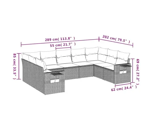 Sofos Komplektas Su Pagalvėlėmis, 9 Dalių, Pilkas, Poliratanas