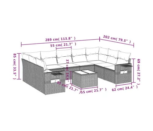 Sodo Komplektas Su Pagalvėlėmis, 10 Dalių, Rudas, Poliratanas
