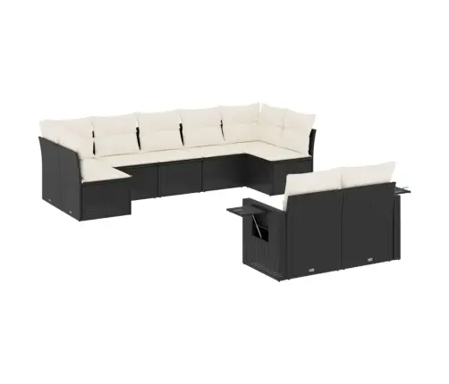 Sodo Komplektas Su Pagalvėlėmis, 9 Dalių, Juodas, Poliratanas