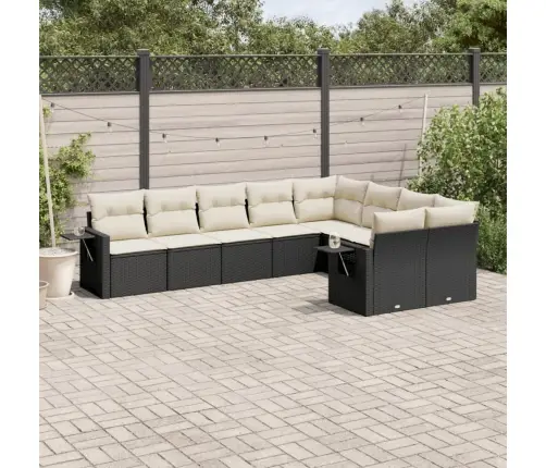 9-Daļīgs Dārza Dīvāna Komplekts, Matrači, Melna Pe Rotangpalma Vidaxl