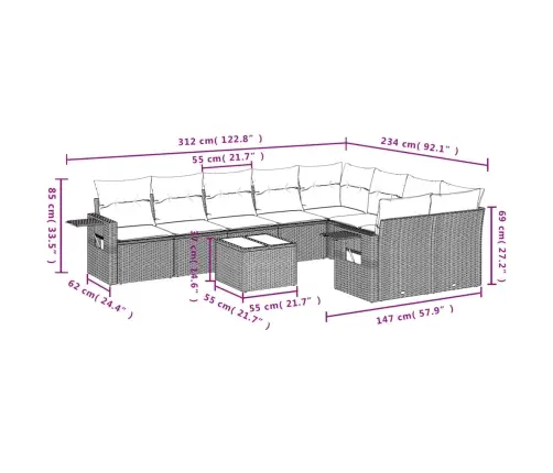 10-Osaline Aiadiivani Komplekt Patjadega, Must, Polürotang