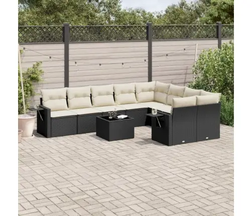 10-Daļīgs Dārza Dīvāna Komplekts, Matrači, Melna Pe Rotangpalma Vidaxl