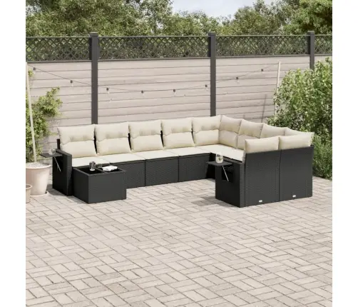 10-Daļīgs Dārza Dīvāna Komplekts, Matrači, Melna Pe Rotangpalma Vidaxl