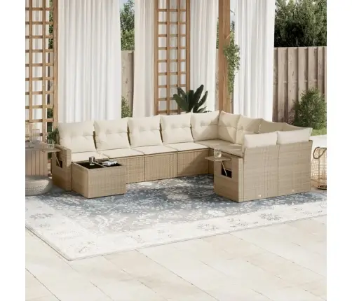 10-Osaline Aiadiivani Komplekt Patjadega, Beež, Polürotang