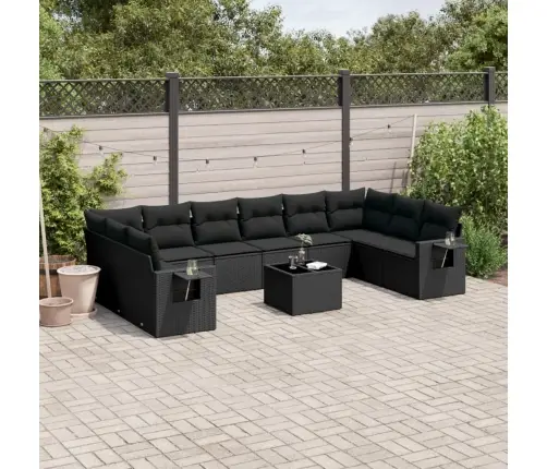 11-Daļīgs Dārza Dīvāna Komplekts, Matrači, Melna Pe Rotangpalma Vidaxl