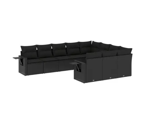 10-Daļīgs Dārza Dīvāna Komplekts, Matrači, Melna Pe Rotangpalma Vidaxl
