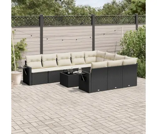 Sodo Komplektas Su Pagalvėlėmis, 11 Dalių, Juodas, Poliratanas