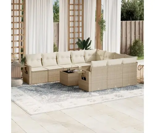 Sodo Komplektas Su Pagalvėlėmis, 11 Dalių, Smėlio, Poliratanas