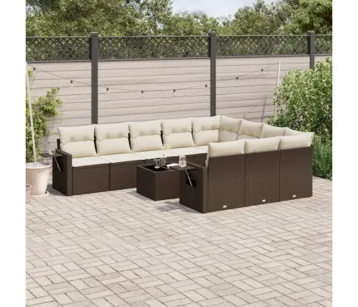 11-Daļīgs Dārza Dīvāna Komplekts, Matrači, Brūna Pe Rotangpalma Vidaxl