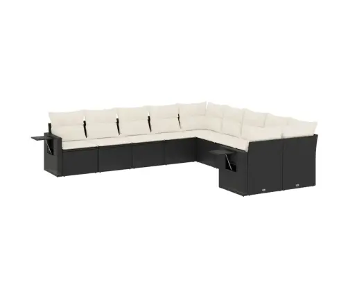 10-Daļīgs Dārza Dīvāna Komplekts, Matrači, Melna Pe Rotangpalma Vidaxl