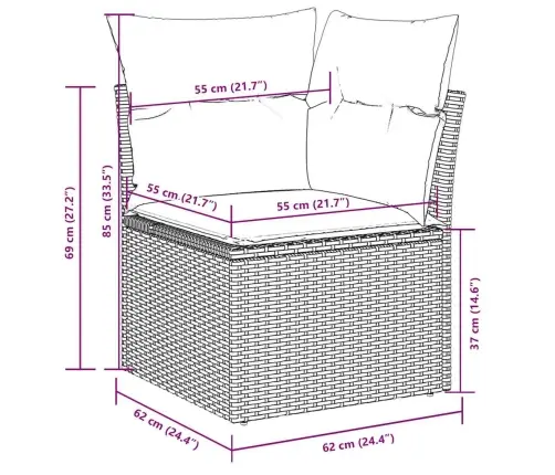 10-Daļīgs Dārza Dīvāna Komplekts Ar Matračiem, Pelēka Pe Pinums Vidaxl