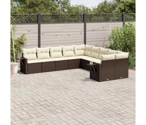 10-Osaline Aiadiivani Komplekt Patjadega, Pruun, Polürotang