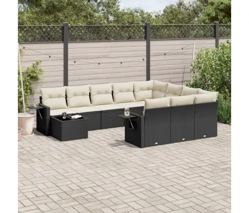 Sodo Komplektas Su Pagalvėlėmis, 11 Dalių, Juodas, Poliratanas