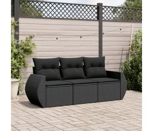 3-Daļīgs Dārza Dīvānu Komplekts Ar Matračiem, Pe Rotangpalma Vidaxl