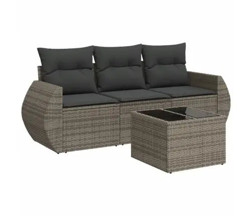 4-Daļīgs Dārza Dīvāna Komplekts Ar Matračiem, Pelēks Pe Pinums Vidaxl