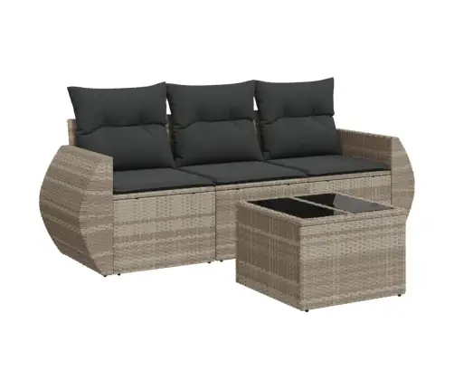 Sofos Komplektas Su Pagalvėlėmis, 4 Dalių, Pilkas, Poliratanas