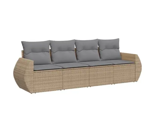 Sofos Komplektas Su Pagalvėlėmis, 4 Dalių, Smėlio, Poliratanas