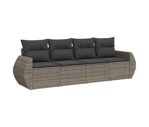 4-Daļīgs Dārza Dīvāna Komplekts Ar Matračiem, Pelēks Pe Pinums Vidaxl