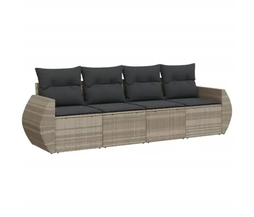 4-Osaline Aiamööblikomplekt Patjadega, Helehall, Polürotang