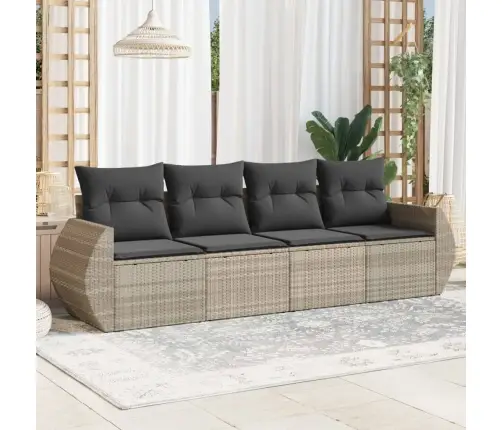 4-Osaline Aiamööblikomplekt Patjadega, Helehall, Polürotang