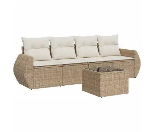 5-Daļīgs Dārza Dīvāna Komplekts, Matrači, Bēša Pe Rotangpalma Vidaxl