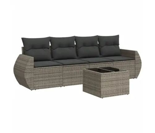 5-Osaline Aiamööblikomplekt Istmepatjadega, Polürotang, Hall