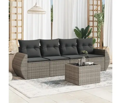 5-Osaline Aiamööblikomplekt Istmepatjadega, Polürotang, Hall