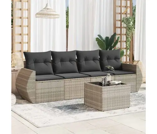 Sofos Komplektas Su Pagalvėlėmis, 5 Dalių, Pilkas, Poliratanas