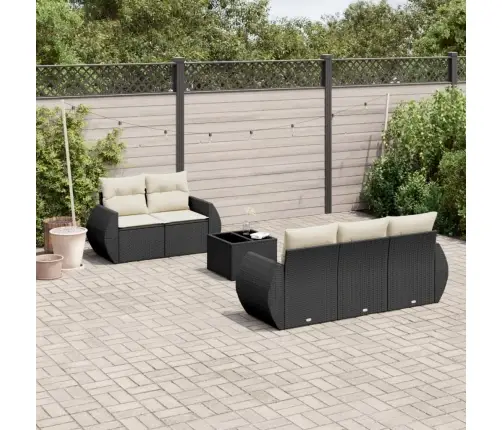 6-Daļīgs Dārza Dīvāna Komplekts, Matrači, Melna Pe Rotanpalma Vidaxl