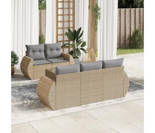 Sofos Komplektas Su Pagalvėlėmis, 6 Dalių, Smėlio, Poliratanas